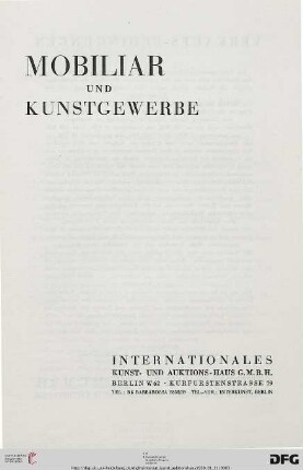 Mobiliar und Kunstgewerbe : [1. November 1930]