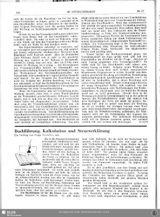 Buchführung, Kalkulation und Steuererklärung