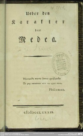 Ueber den Karakter der Medea