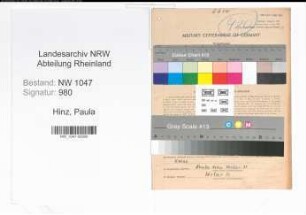Entnazifizierung Paula Hinz , geb. 26.07.1913 ()
