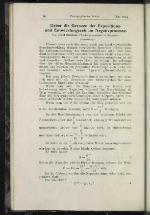 Ueber die Grenzen der Expositions- und Entwicklungszeit im Negativprocesse