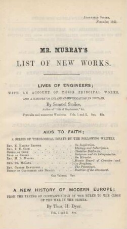Mr. Murrays list of new works