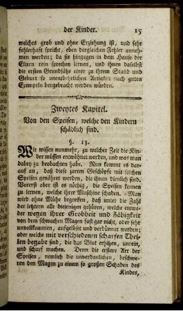 Zweytes Kapitel. Von den Speisen, welche den Kindern schädlich sind.