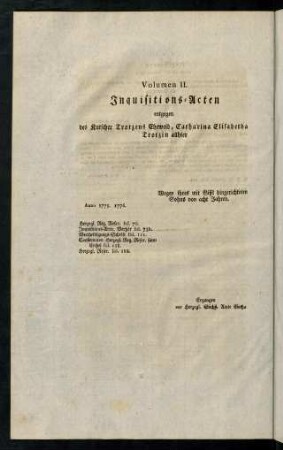 6-70, Volumen II. Inquisitions=Acten
