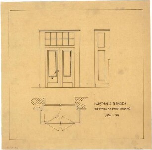 Billing, Hermann; Baden-Baden; Kunsthalle - Haupteingang, Windfang (Grundriss; Ansicht; Schnitt)