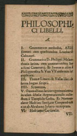 Philosophici Libelli.