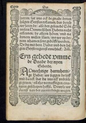 Eyn gebedt umme de Gnade der nyen Gebordt.