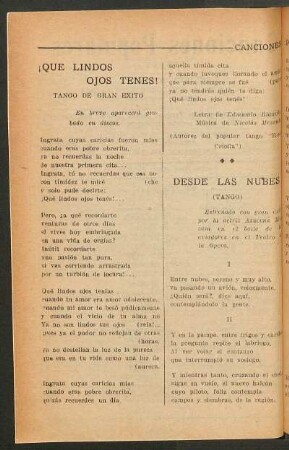 Desde las nubes : (Tango)