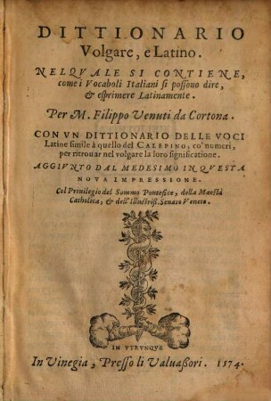 Dittionario volgare et latino