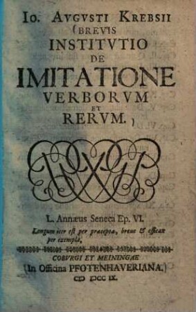 Brevis institutio de imitatione verborum et rerum