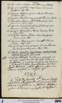 [fol. 323] Rektorat Johann Georg Sigmund Stapf 1749