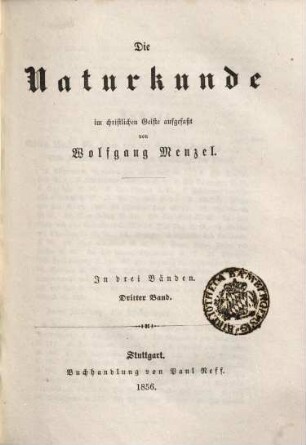 Die Naturkunde : im christlichen Geiste aufgefaßt ; in drei Bänden, 3