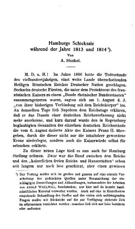 Hamburgs Schicksale während der Jahre 1813 und 1814.