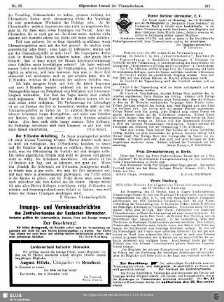 Innungs- und Vereinsnachrichten des Zentralverbandes der Deutschen Uhrmacher