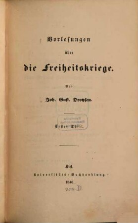 Vorlesungen über die Freiheitskriege, 1