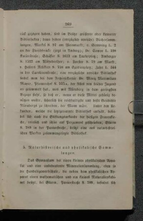 5. Naturhistorische und physikalische Sammlungen.