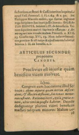 Articulus Secundus proponens Canones.