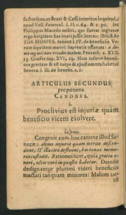 Articulus Secundus proponens Canones.