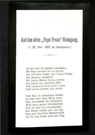 Gedicht über Oscar Fraas