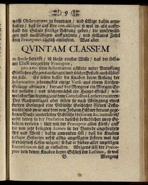 Quintam Classem ...