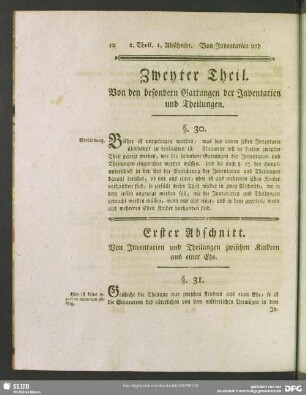 Zweyter Theil. Von den besondern Gattungen der Inventarien und Theilungen