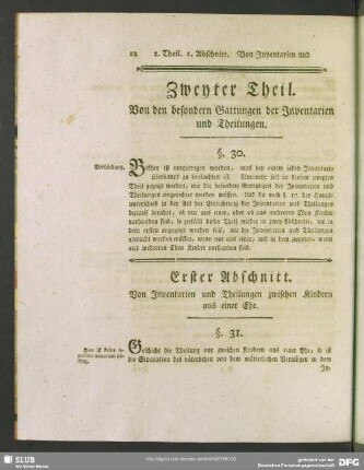 Zweyter Theil. Von den besondern Gattungen der Inventarien und Theilungen