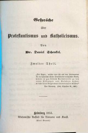Gespräche über Protestantismus und Katholicismus, 2