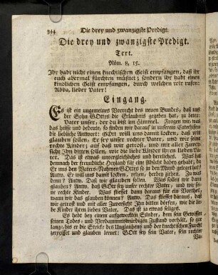 344-355, Die drey und zwanzigste Predigt. Der kindliche Geist der Glaubigen.