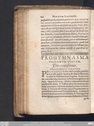 Progymnasma Vicesimum Sextum. Dies remißionis. Polycarpus, Ignatius.