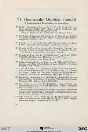 VI. Theatermaler Gebrüder Henschel (Nr. 270-305)