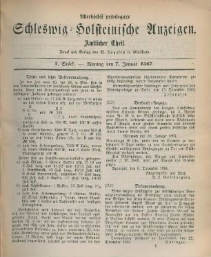 7. Januar-30. December = 1.-52. Stück. Amtlicher Theil