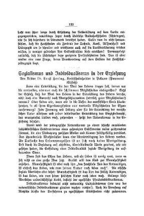 Sozialismus und Individualismus in der Erziehung : (Schluß)