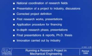 Running a Reseach Project in Mechanical Engineering