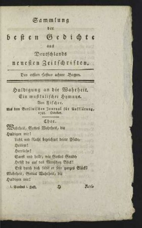 Des ersten Heftes achter Bogen