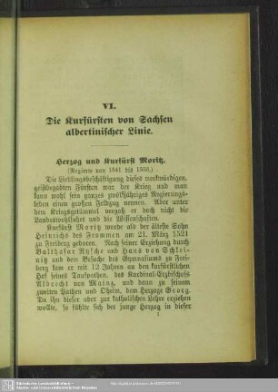 VI. Die Kurfürsten von Sachsen albertinischer Linie