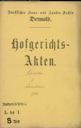 Schröder, Tönies in Blomberg gegen Johann Ludolf Avenhaus in Blomberg - Schuldforderung