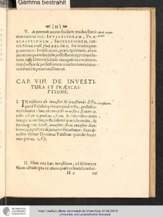 Cap. VIII. De Investitura Et Praescriptione