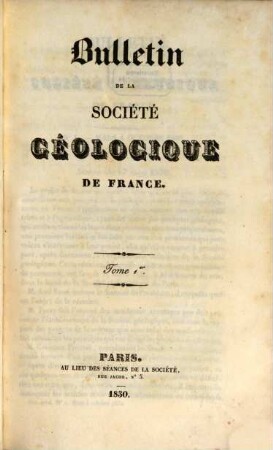 BSGF : earth sciences bulletin. 1, 1. 1830