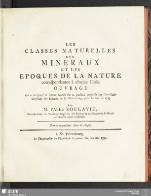 Les classes naturelles des minéraux et les époques de la nature correspondantes à chaque classe
