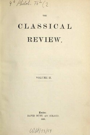 The classical review. 2. 1888