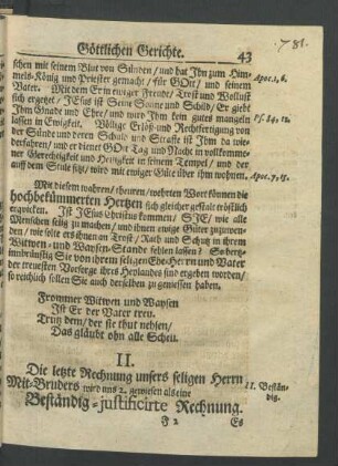 II. [Beständig-justificirte Rechnung]