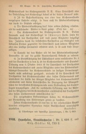XVIII. Hypotheken, Grundbuchwesen