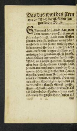 Das das wort des Creutzes die Milch leer ist/ für die jungen kinder Gottes.