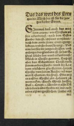Das das wort des Creutzes die Milch leer ist/ für die jungen kinder Gottes.