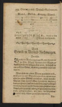Von Gewin-u. Verlust-Rechnungen.