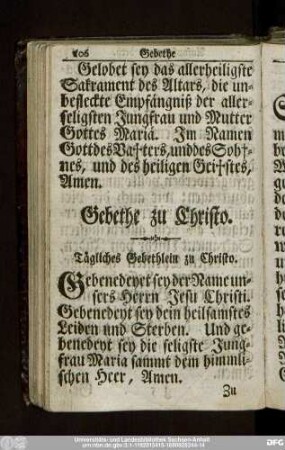 Gebethe zu Christo.