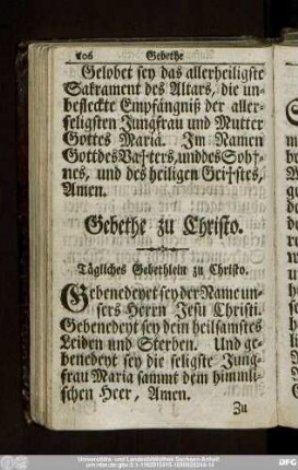 Gebethe zu Christo.