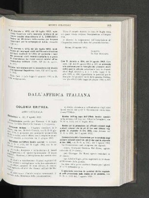 Dall'Affrica Italiana.