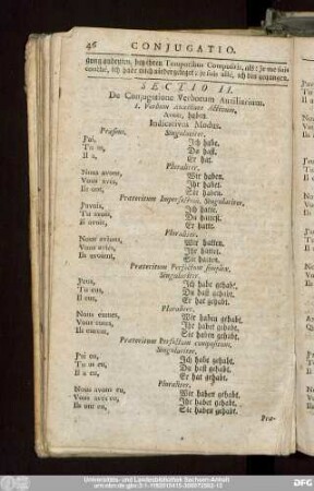 Sectio II. De Coniugatione Verborum Auxiliarium.