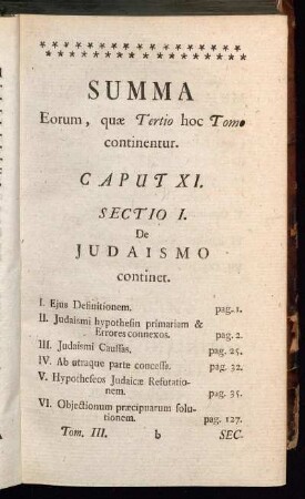 Summa Eorum, quæ Tertio hoc Tomo continentur.